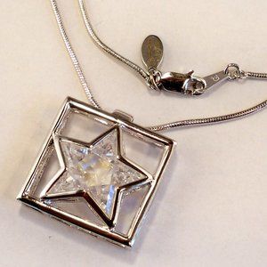 NEW Suzanne Somers Star Square Cubic Zirconia Silver Necklace